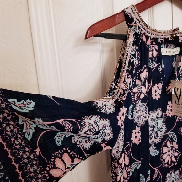NWT, Floral Bare/Cold Shoulder Dress - Picture 10 of 13